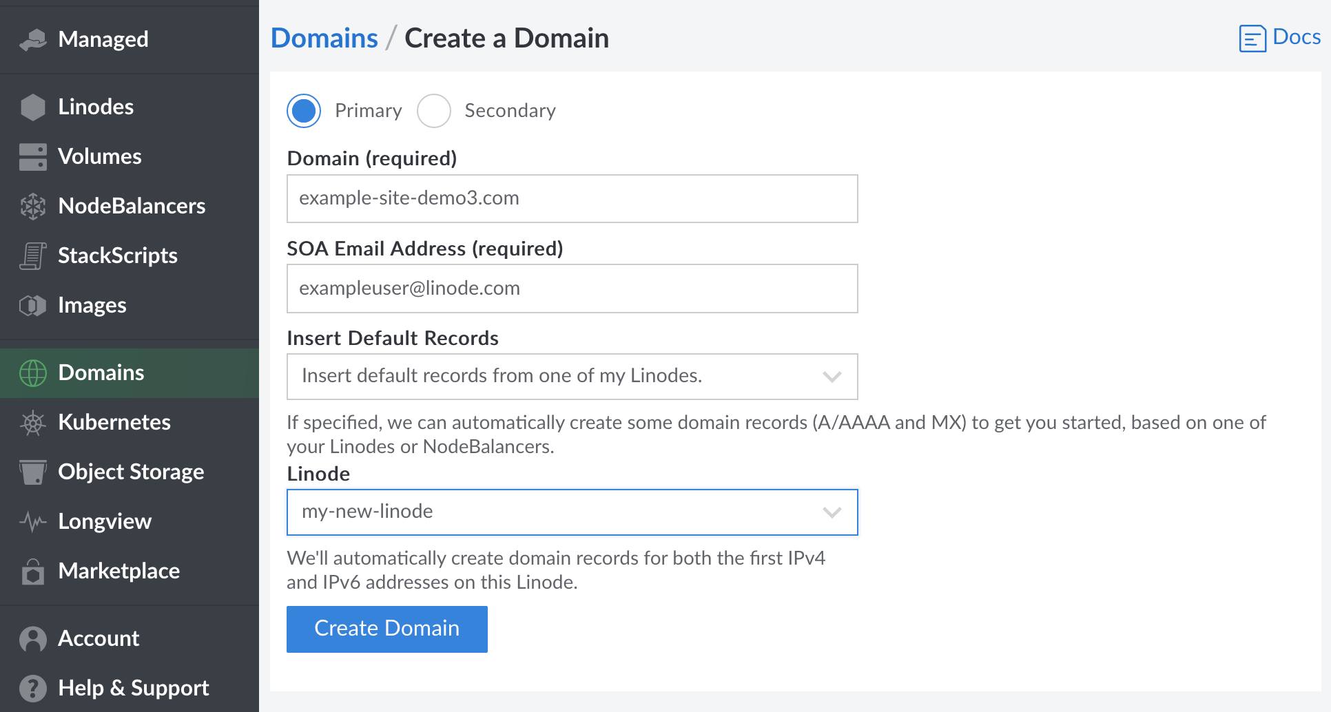 This page lets you add a new domain This page lets you add a new domain