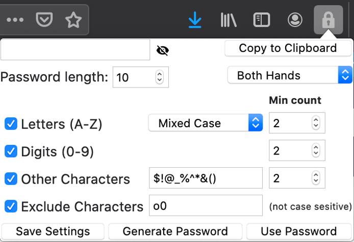 FireFox Secure Plugin Secure Password Generator