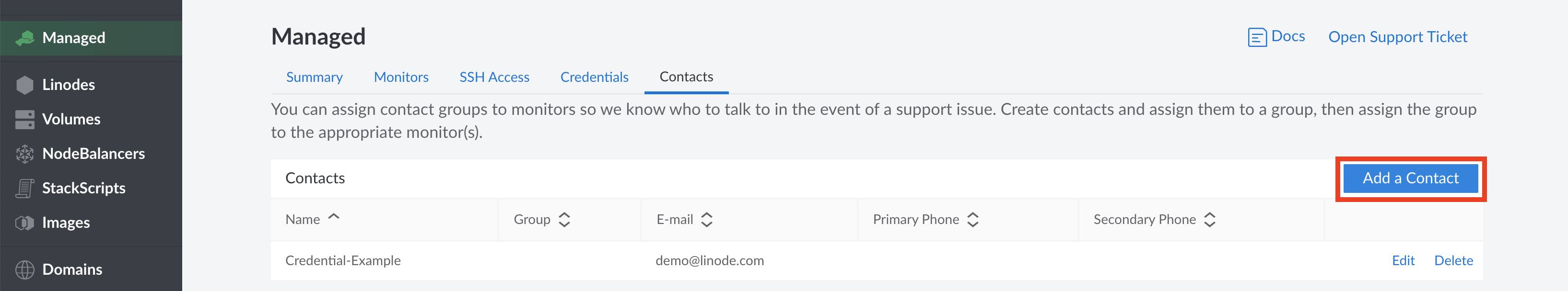 Linode Managed Contacts Linode Managed Contacts