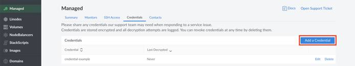 Linode Managed Credentials Linode Managed Credentials