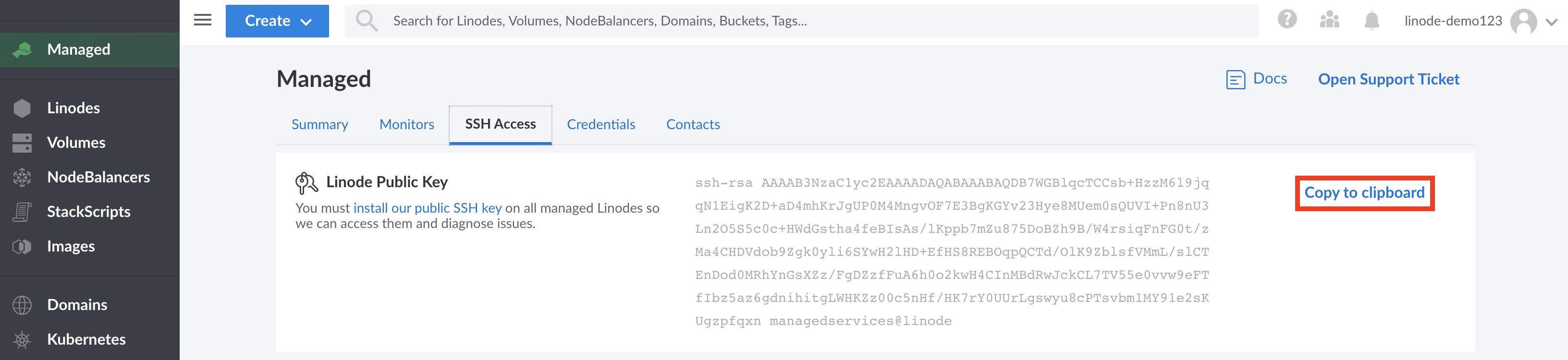 Linode Managed Public SSH Key Linode Managed Public SSH Key