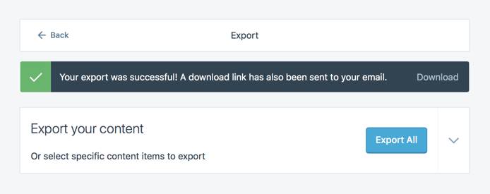 Click Export All to export your content to an XML file. WordPress.com Export Page