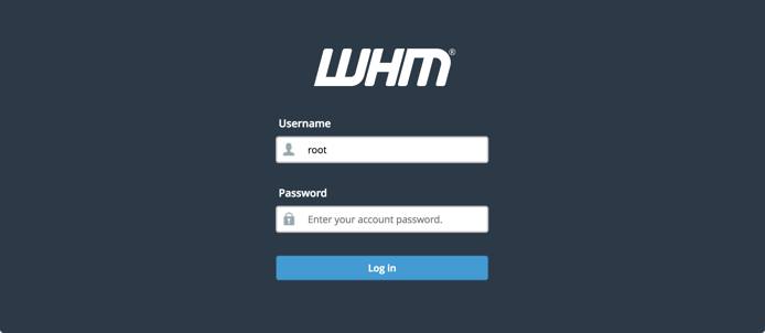 WHM login page. WHM Login Page