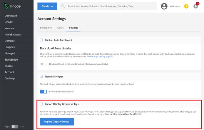 Import display groups from the Classic Manager with the 'Import Display Groups' button in Account Settings Cloud Manager import display groups as tags