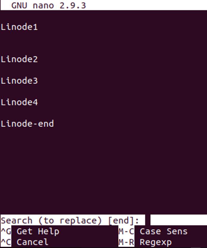 Search for the text 'end' search for the text “end”