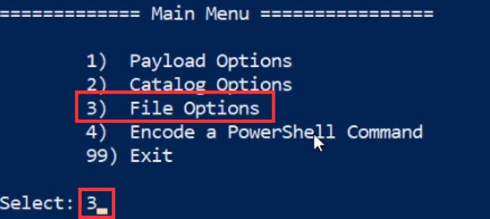 Luckystrike prompt - file options highlighted Luckystrike prompt - file options highlighted
