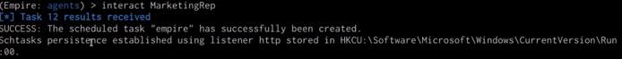 Empire client scheduled task execute output Empire client scheduled task execute output
