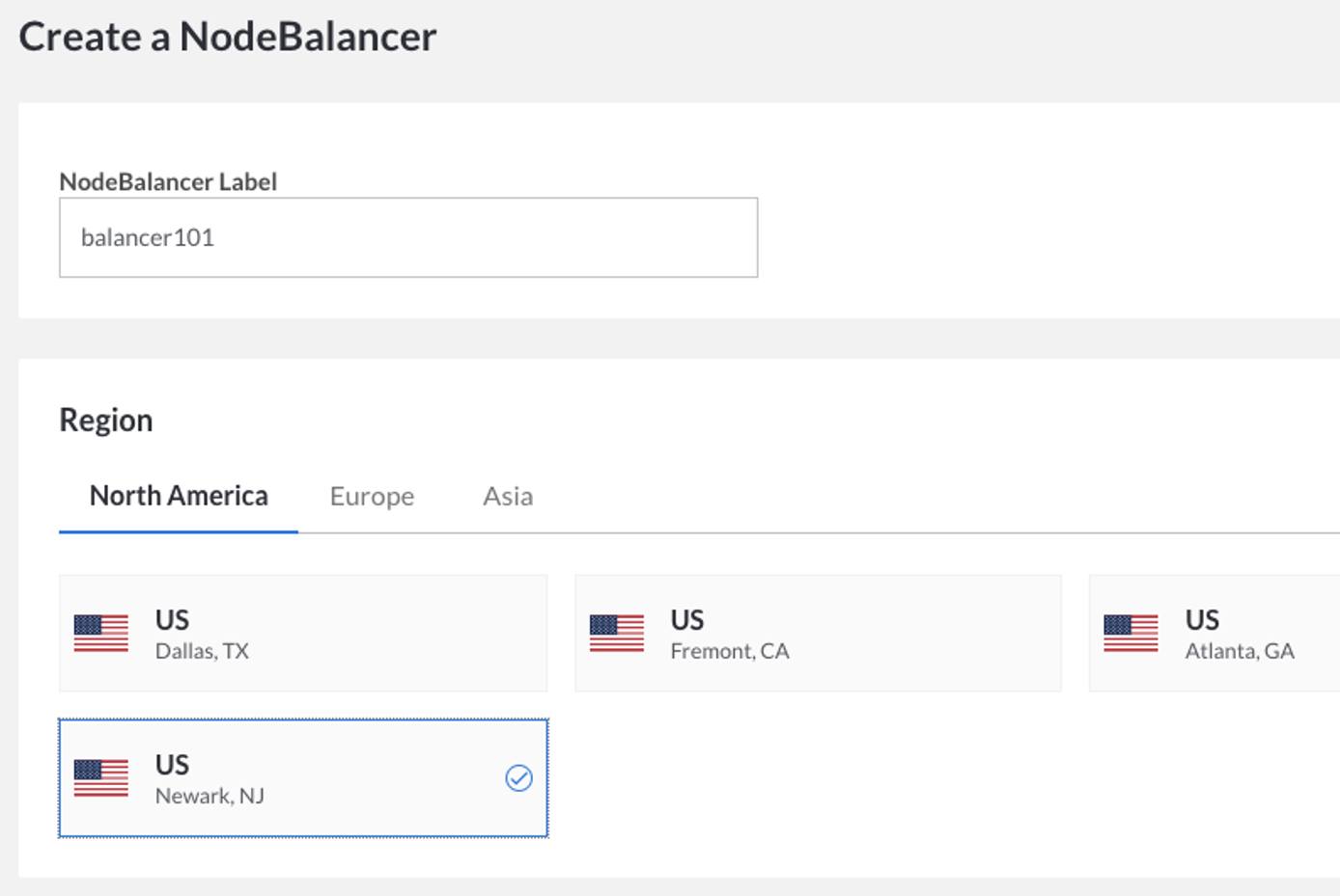 The NodeBalancer Creation Screen The NodeBalancer Creation Screen