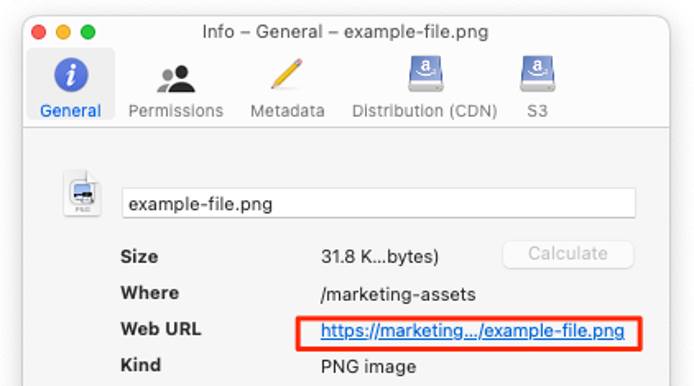 Screenshot of an Object’s URL as it appears within the Info tab Screenshot of an Object’s URL as it appears within the Info tab
