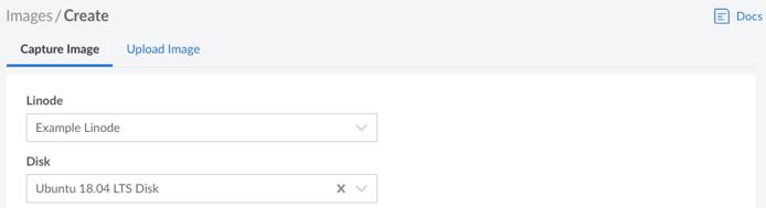 Select the Linode and disk Select the Linode and disk